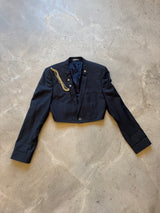 Cropped Military Jacket with Chains