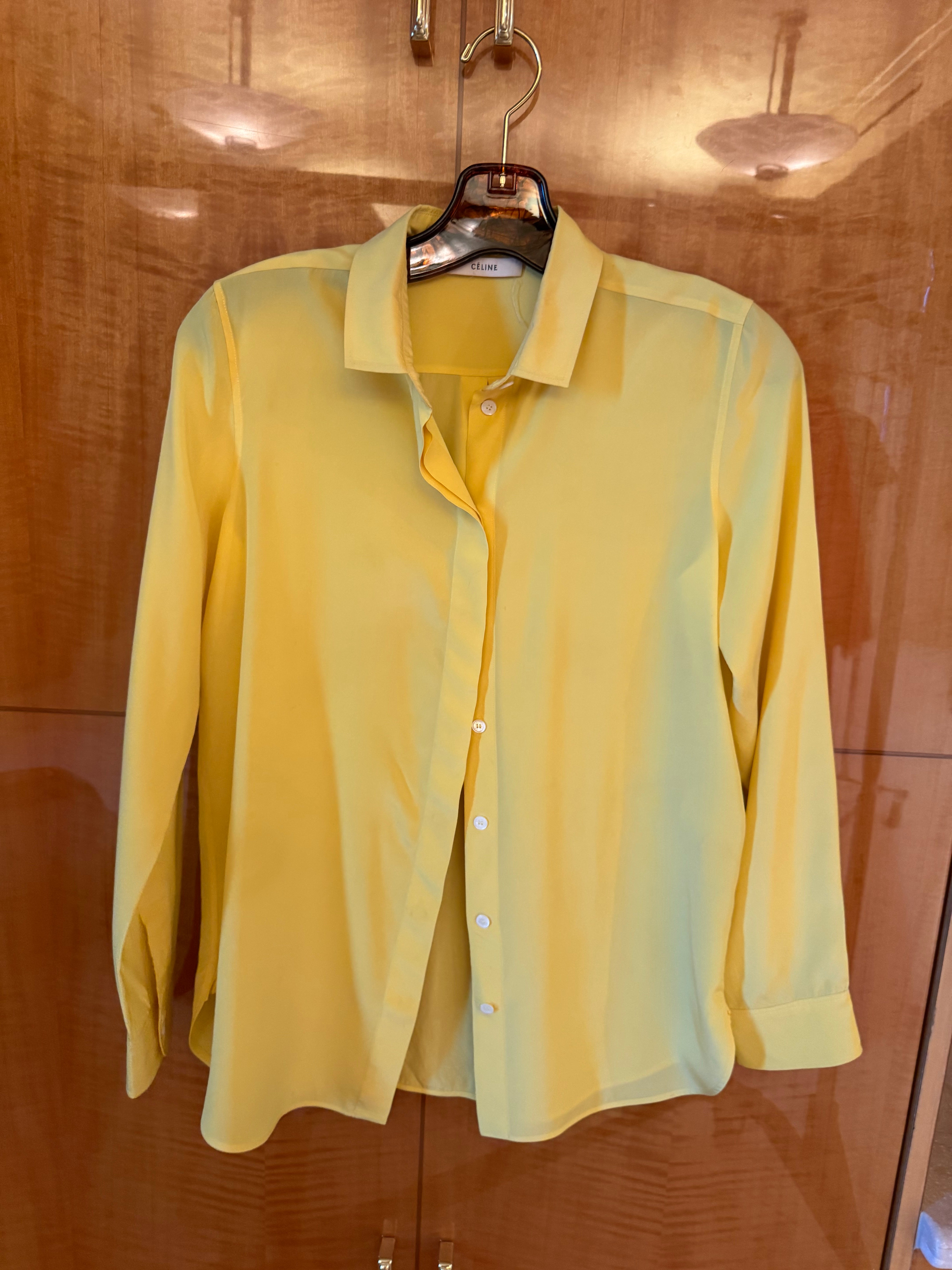 CÉLINE yellow silk shirt