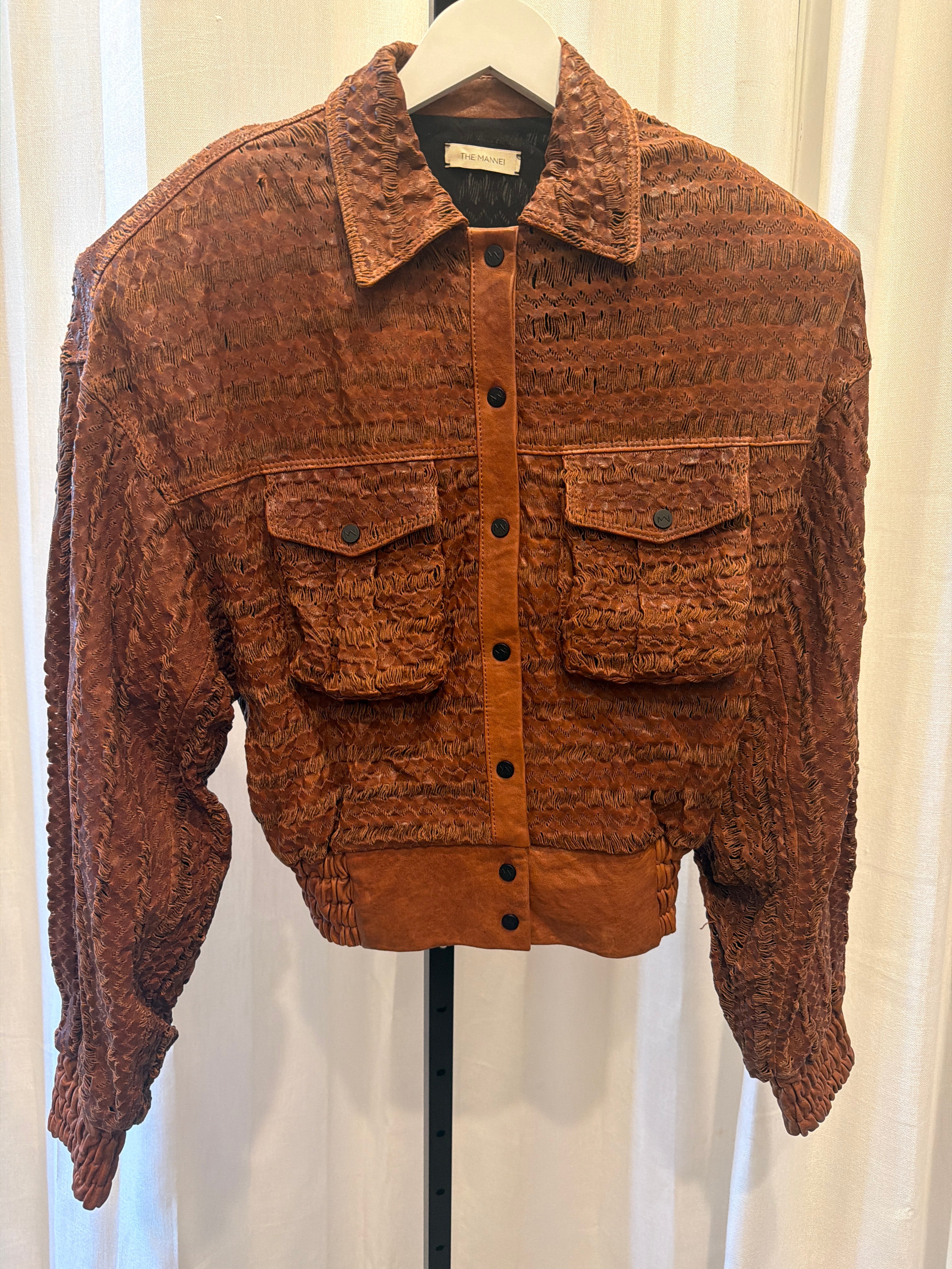 Perforated Leather Bomber Jacket
