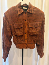 Perforated Leather Bomber Jacket
