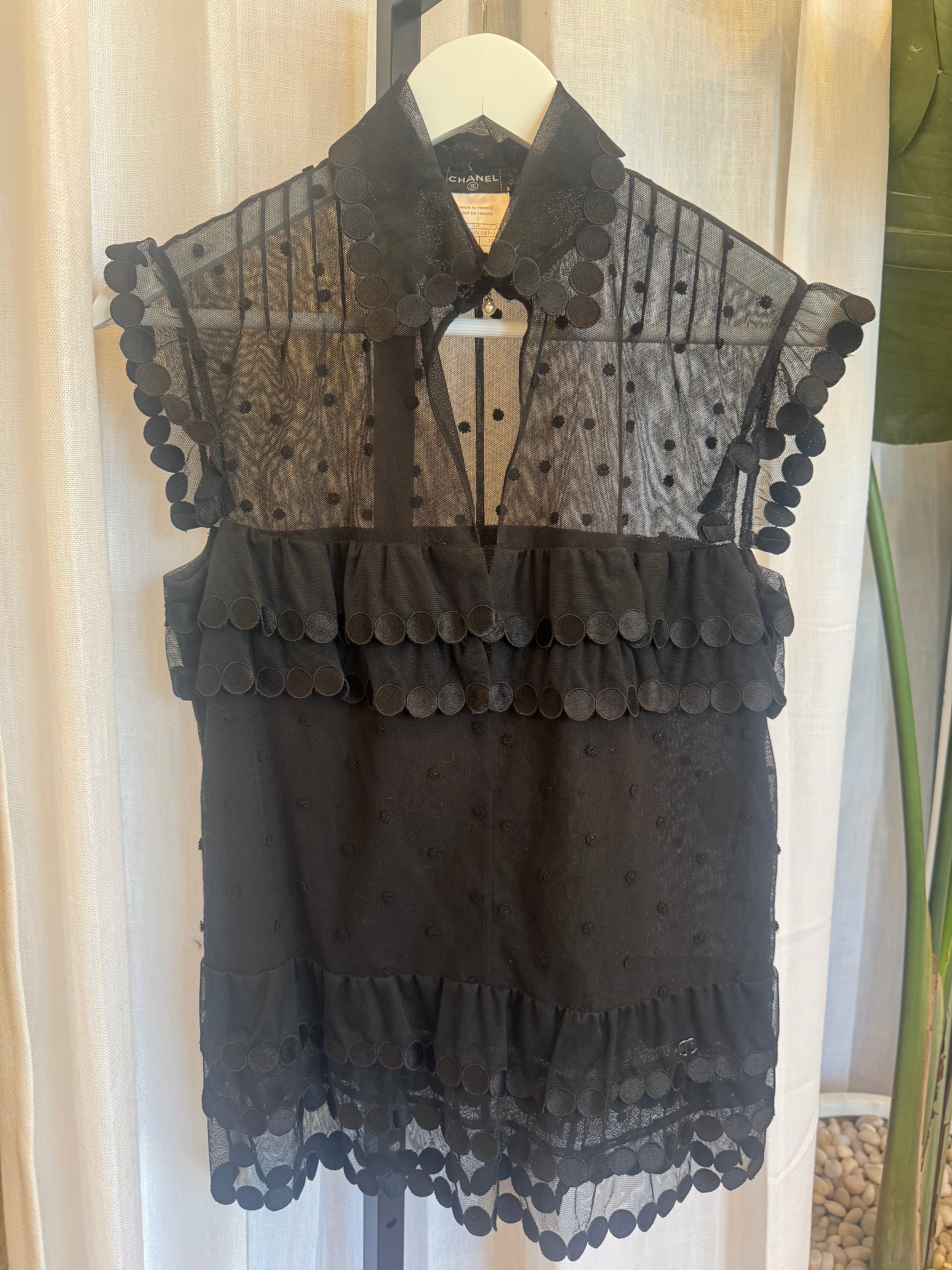 Lace Blouse with Pearl Closure