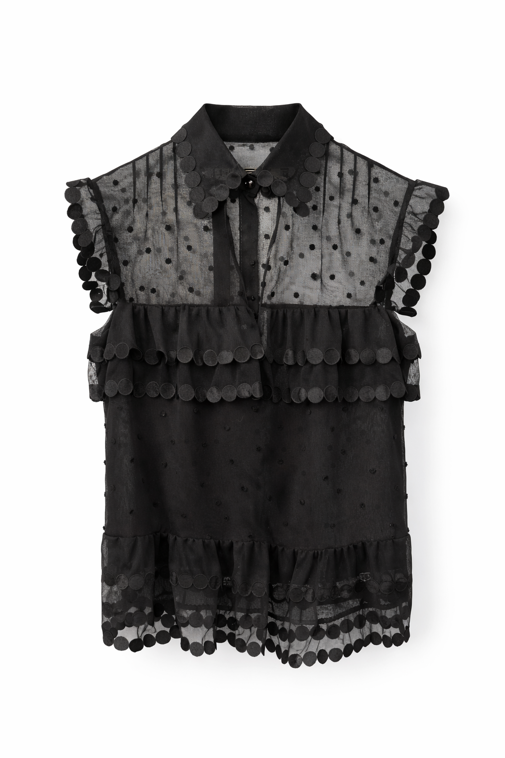 Lace Blouse with Pearl Closure