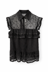 Lace Blouse with Pearl Closure