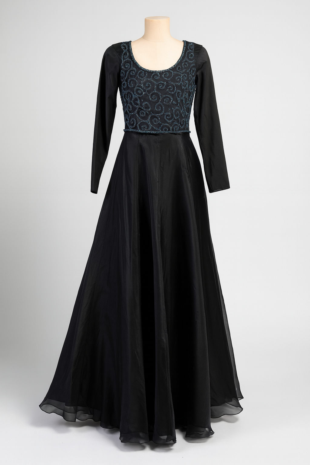 Beaded Gown with Full Silk Skirt