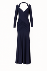 Midnight Blue Jersey Draped Gown