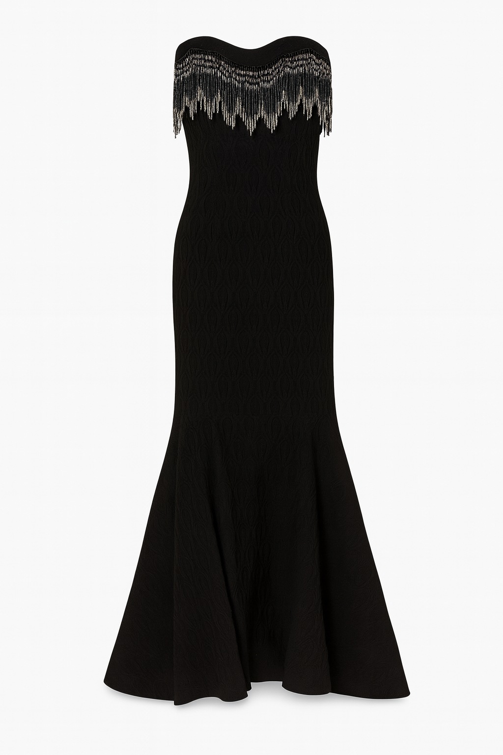 Strapless Black Mermaid Maxi Dress with Decorative Bodice (10)