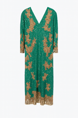 Emerald and Gold Beaded Gown