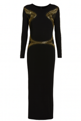 Black gown with Gold Beaded Detailing