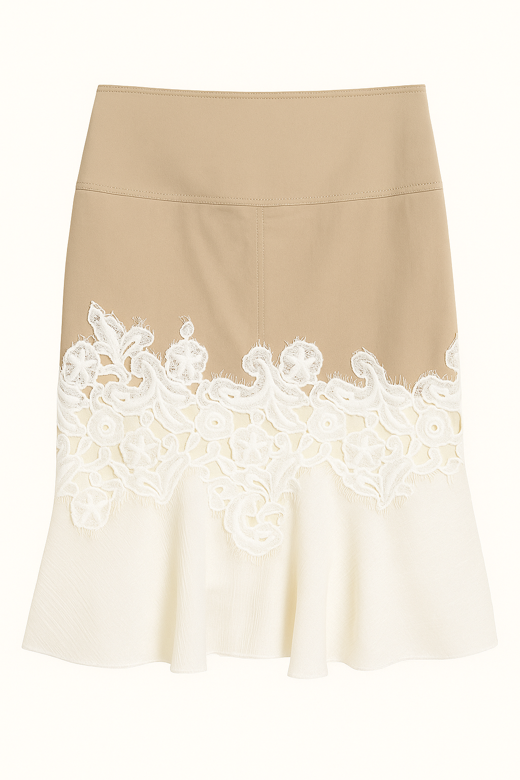 Khaki Lace Detail Skirt