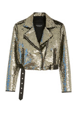 Silver Sequins Moto Jacket