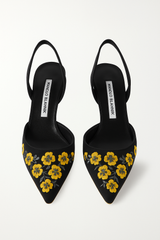Carolyne Yellow Floral Embroidered Sling Back (40)