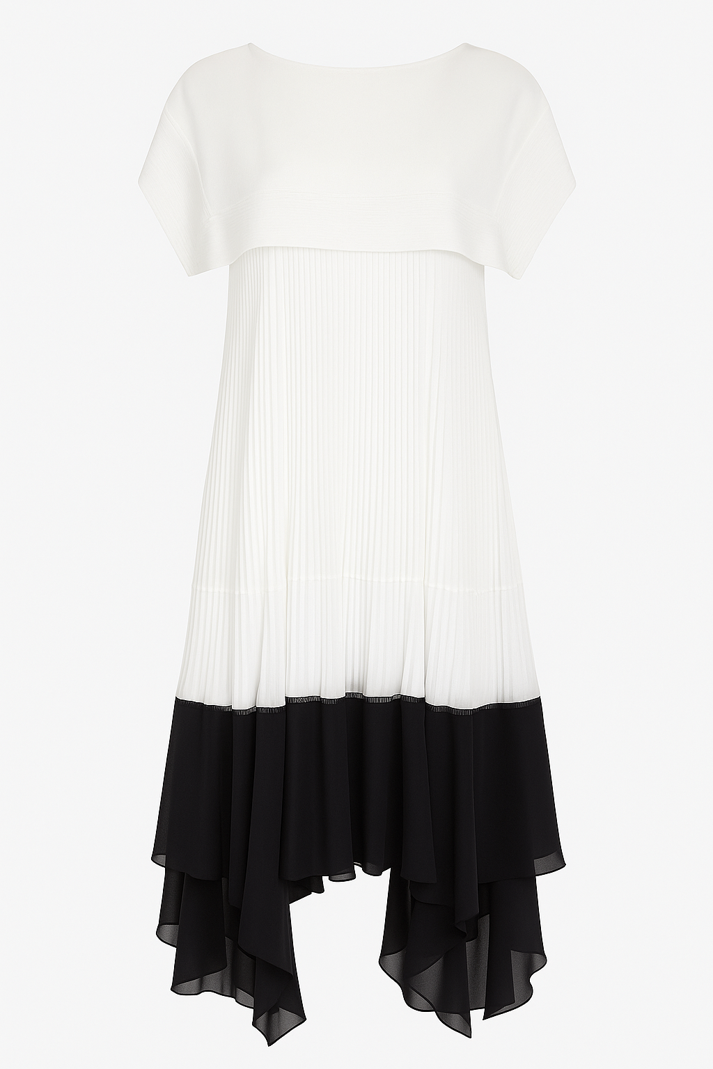 White Pleated Long Capelet Dress