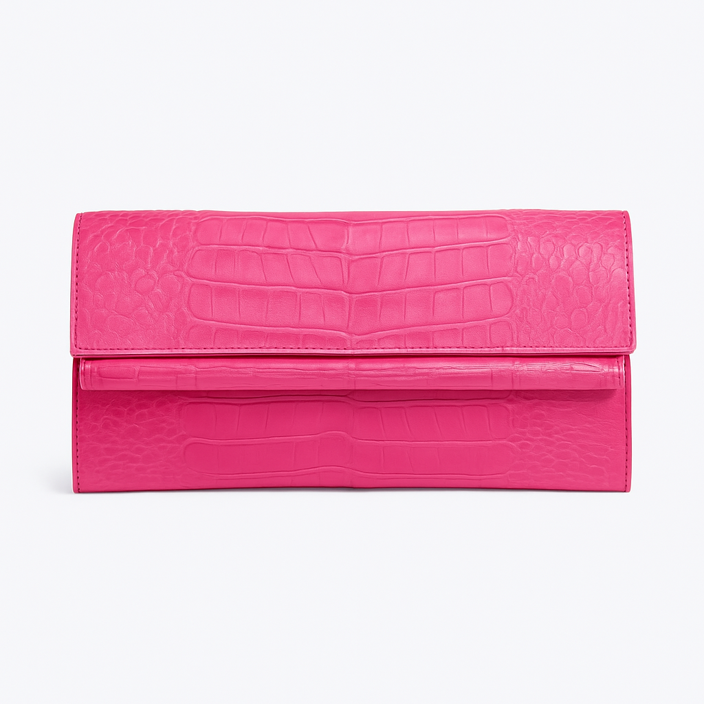 Hot Pink Crocodile Clutch Bag