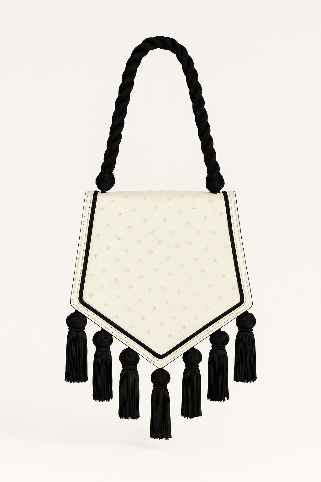 Ostrich Bag with Black Tassles