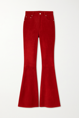 Super High-Rise Bell Flared Suede Pants