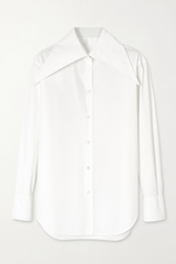 Armelle Exaggerated Point-Collar Shirt in White