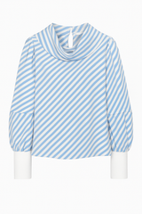 Blue and White Stripe Silk Blouse