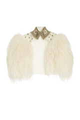 Ostrich Feather Cape with Beading