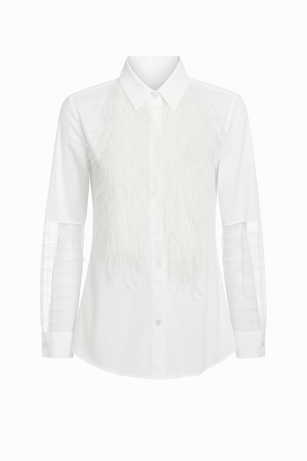 Shirt with feathers