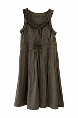 Beaded Pleated Dark Grey Dress