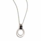 Double Circle Pendant with Black Onyx on Oval Link Chain