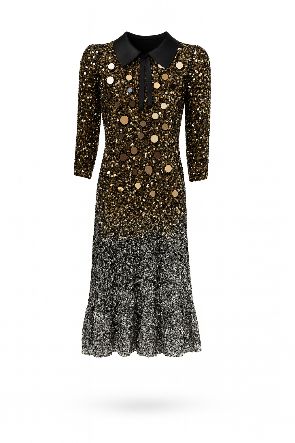 Sequins Gown with Collar