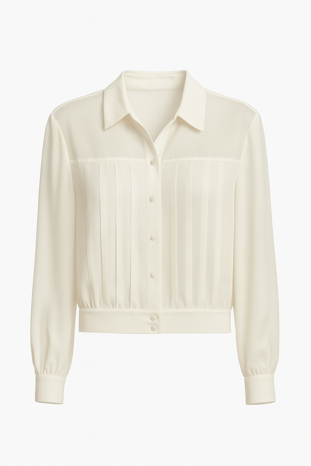 White Silk pleated shirt
