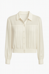White Silk pleated shirt