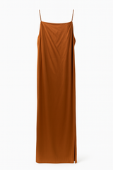 Nude Dress with Rhinestones over orange silk dress
