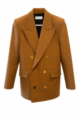Brown Wool Blazer with Gold Buttons