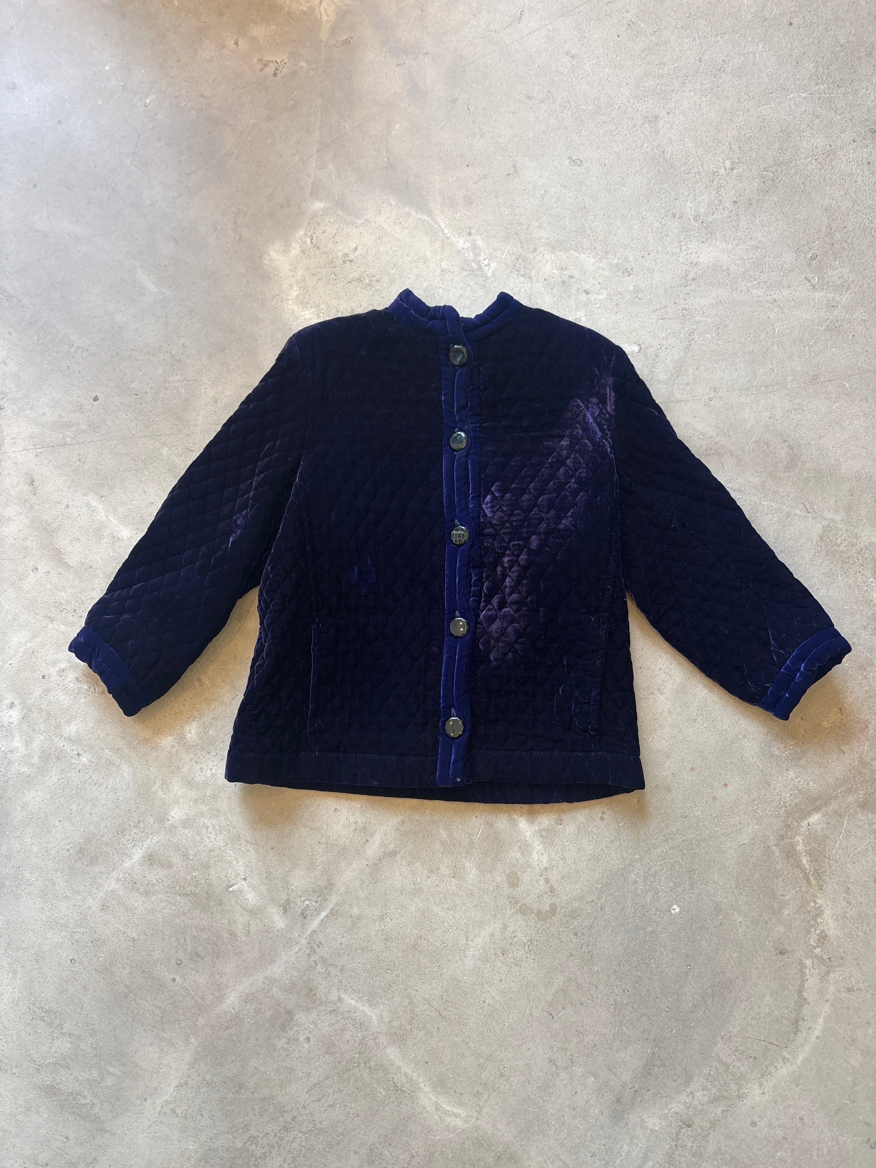 Vintage Quilted Blue Velvet Jacket