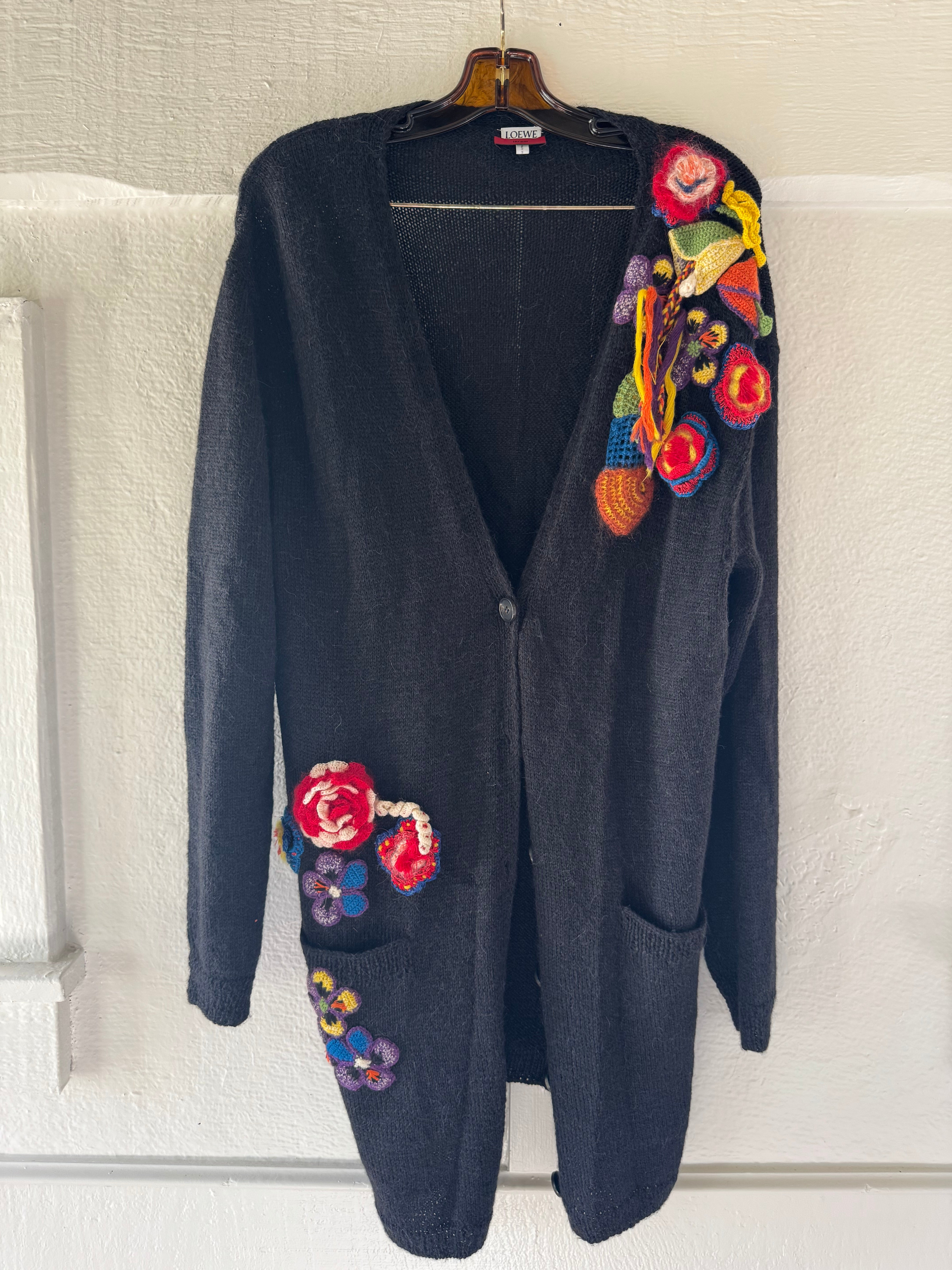 Wool Cardigan with Floral Embroidery