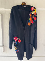 Wool Cardigan with Floral Embroidery