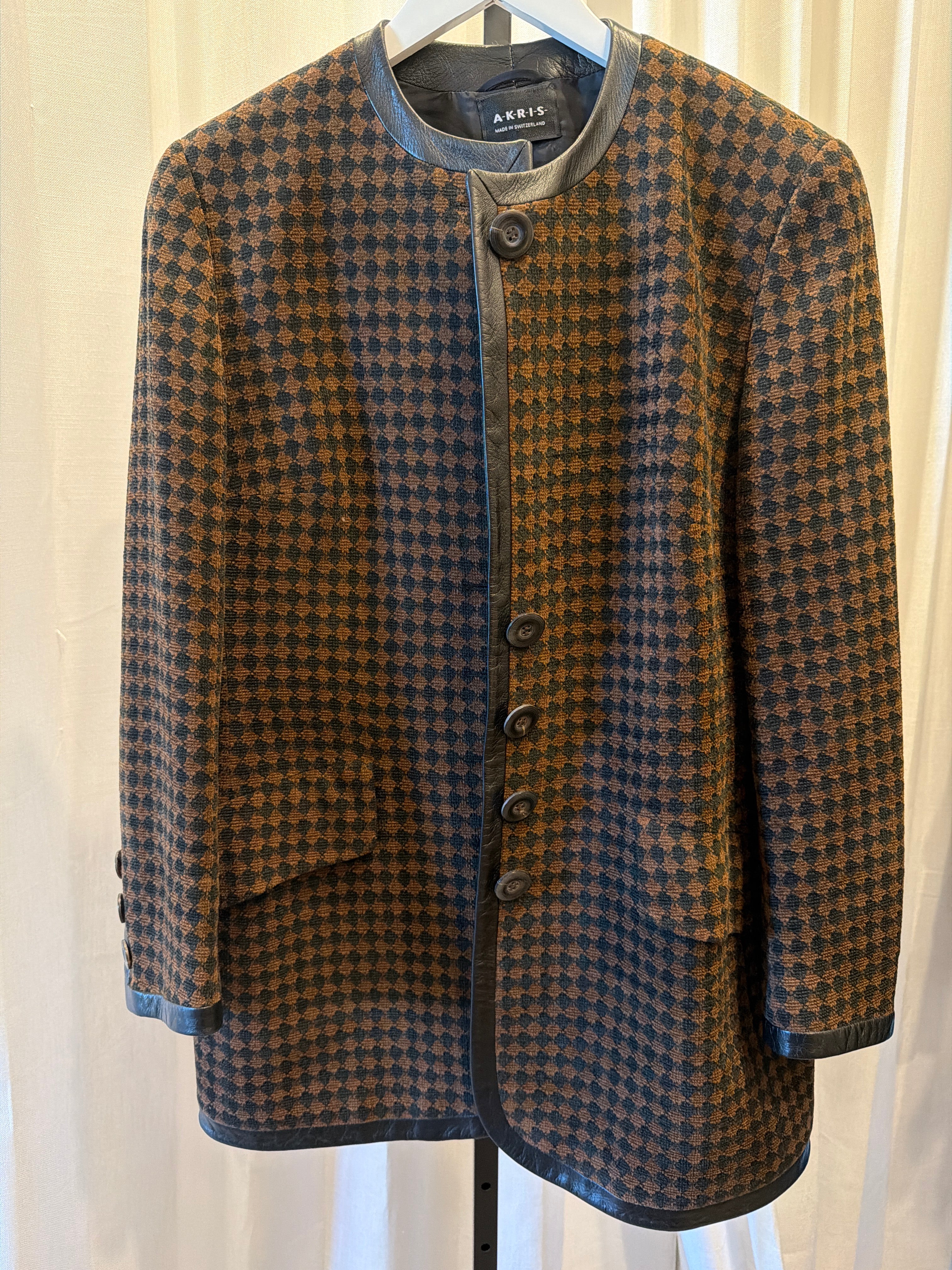 Houndstooth Leather Jacket