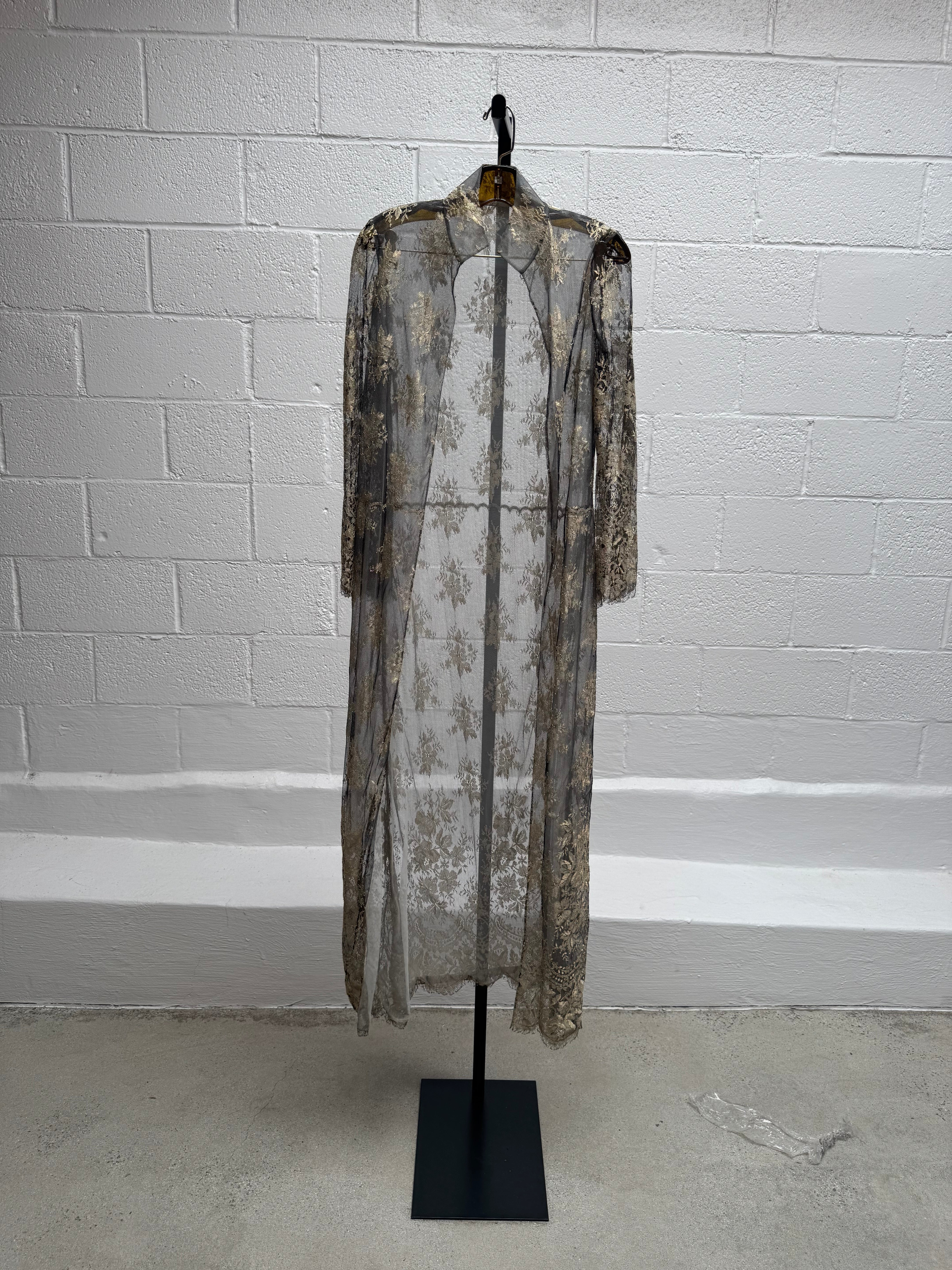 Lace Robe with Gold Thread and Black Slip