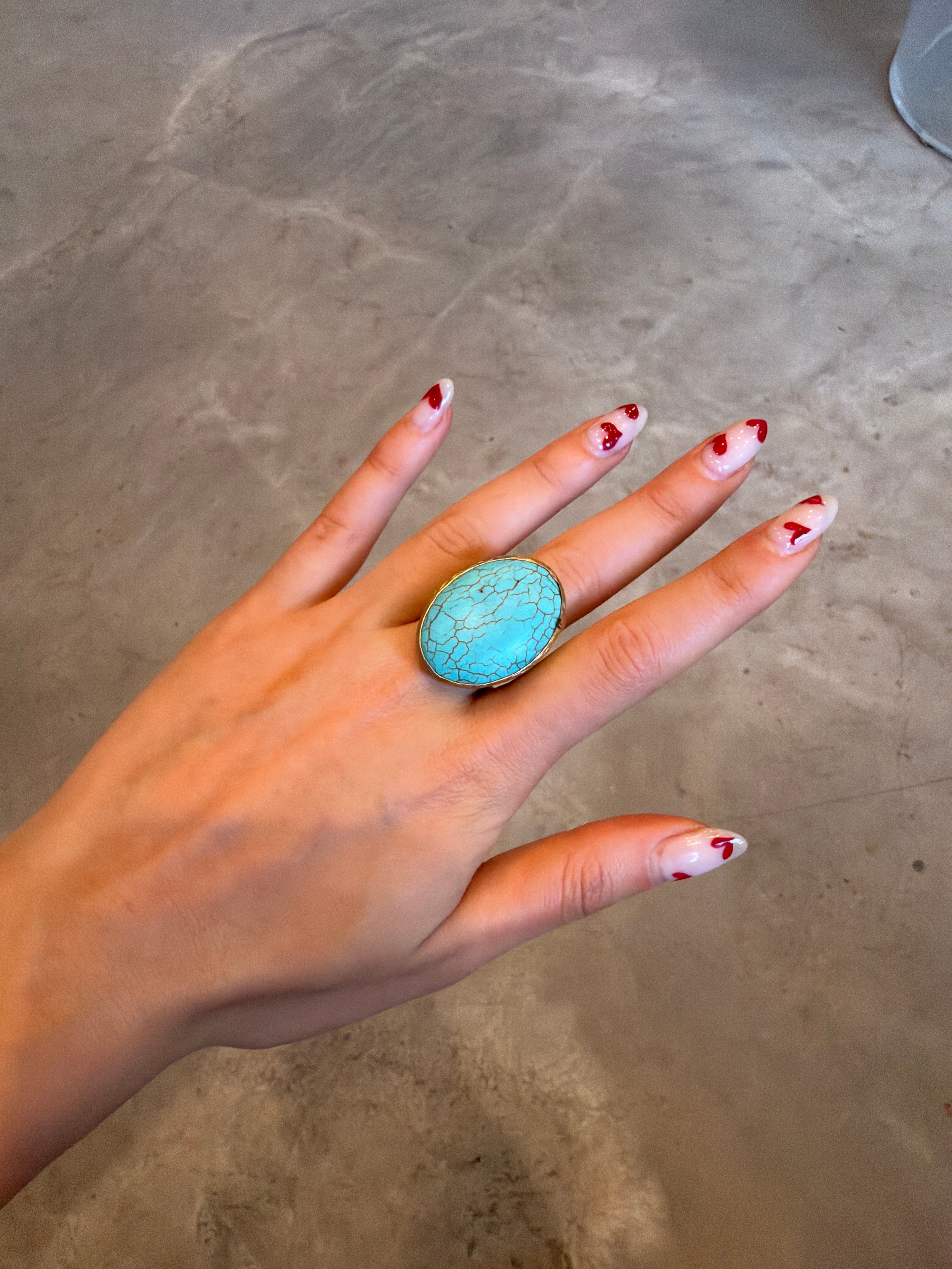 Oval Turquoise Matrix Statement Ring