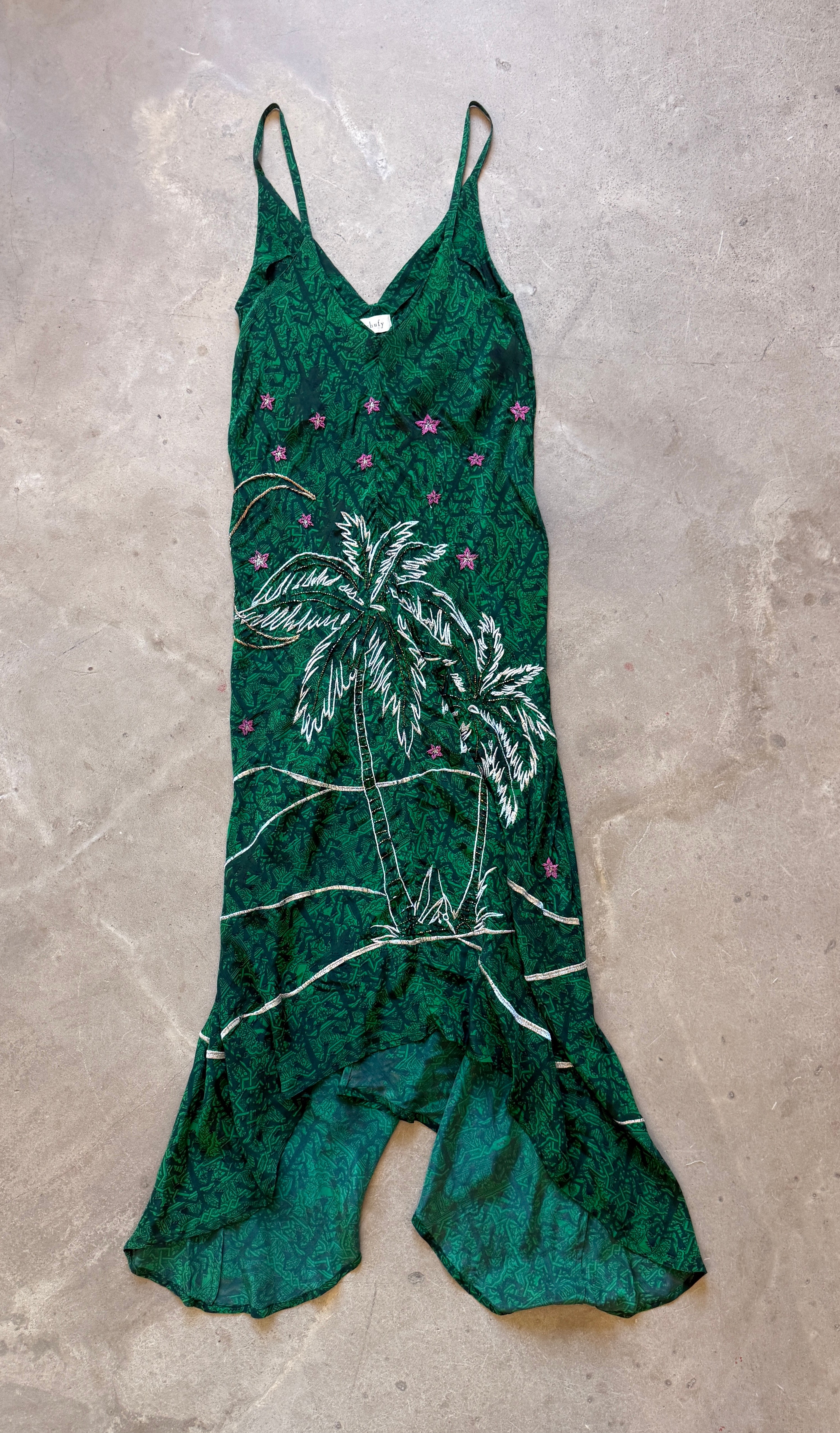Green Palm Tree Slip Dress
