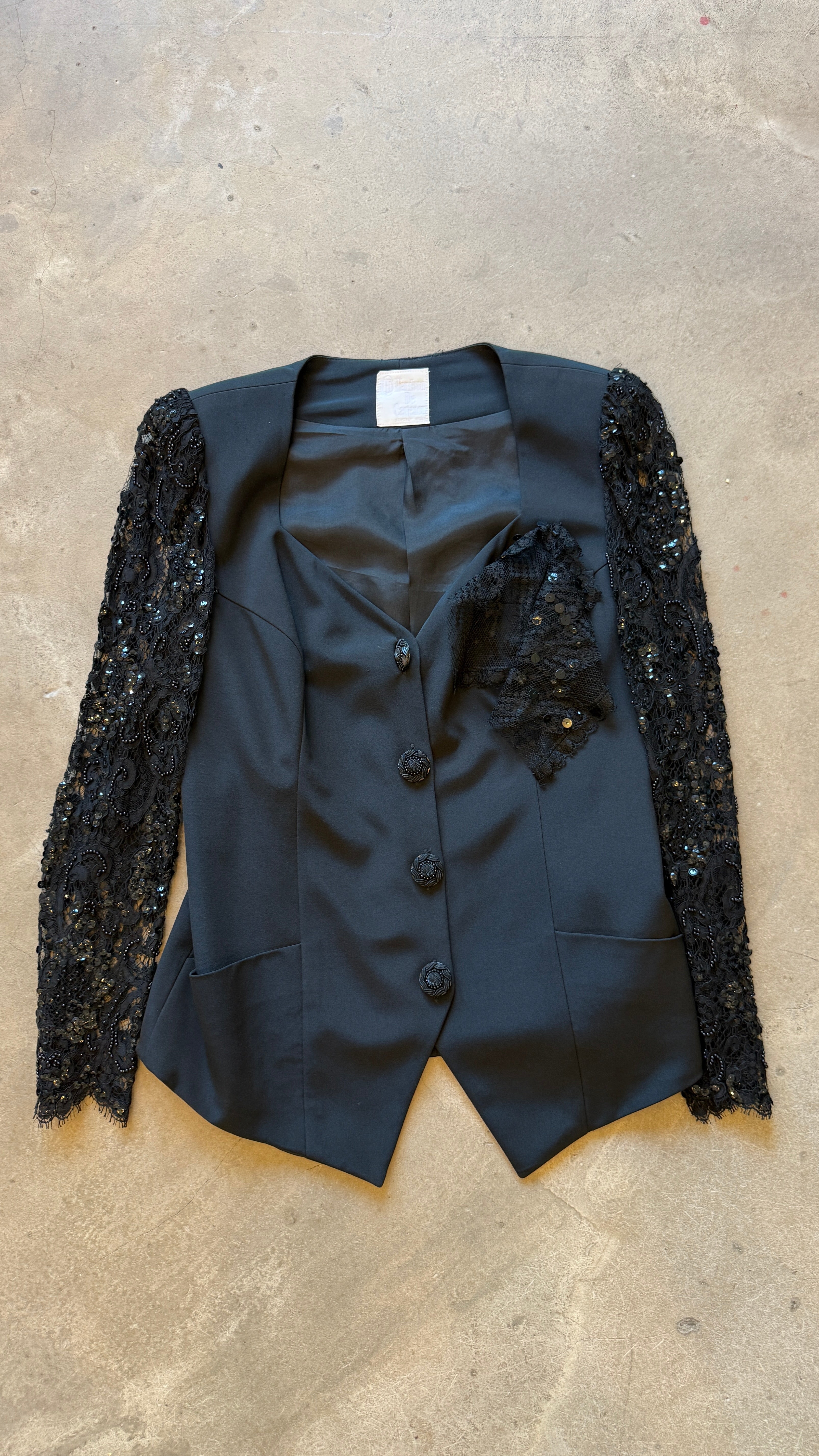 Black Sequin Beaded Blazer