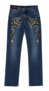 90s Flower Embroidery Jeans