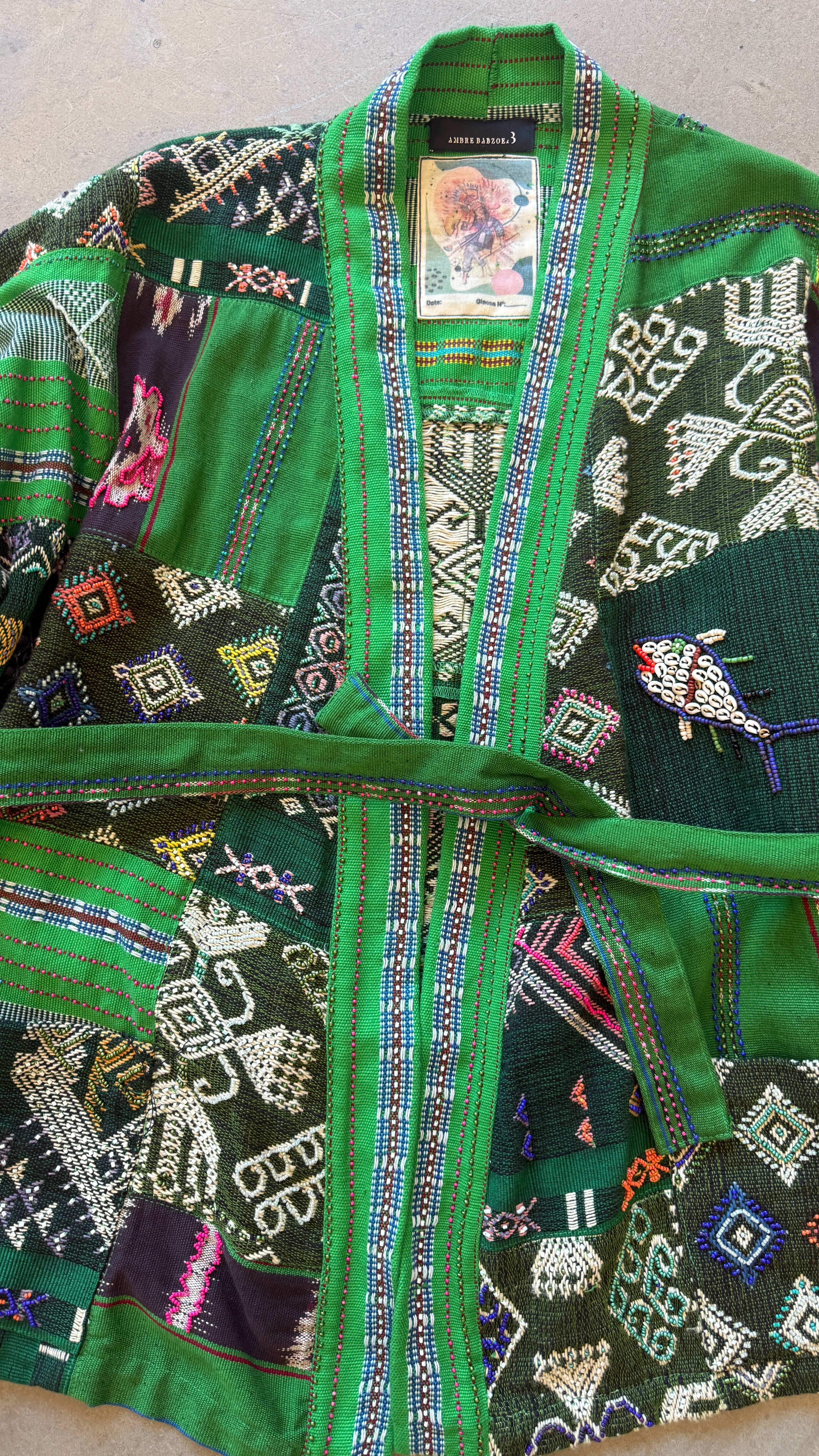 Green Patchwork vintage Kimono Jacket