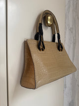 Beige Alligator Cruiser Handle Bag