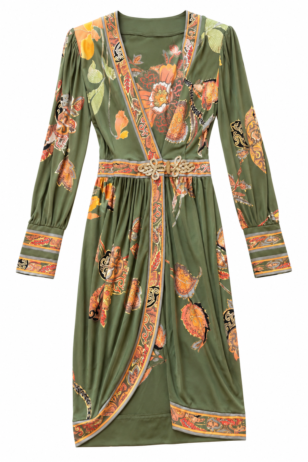 Green Long Sleeve Mini Dress