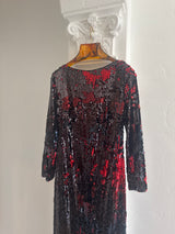 Red and Black Fish scale Sequins Gown