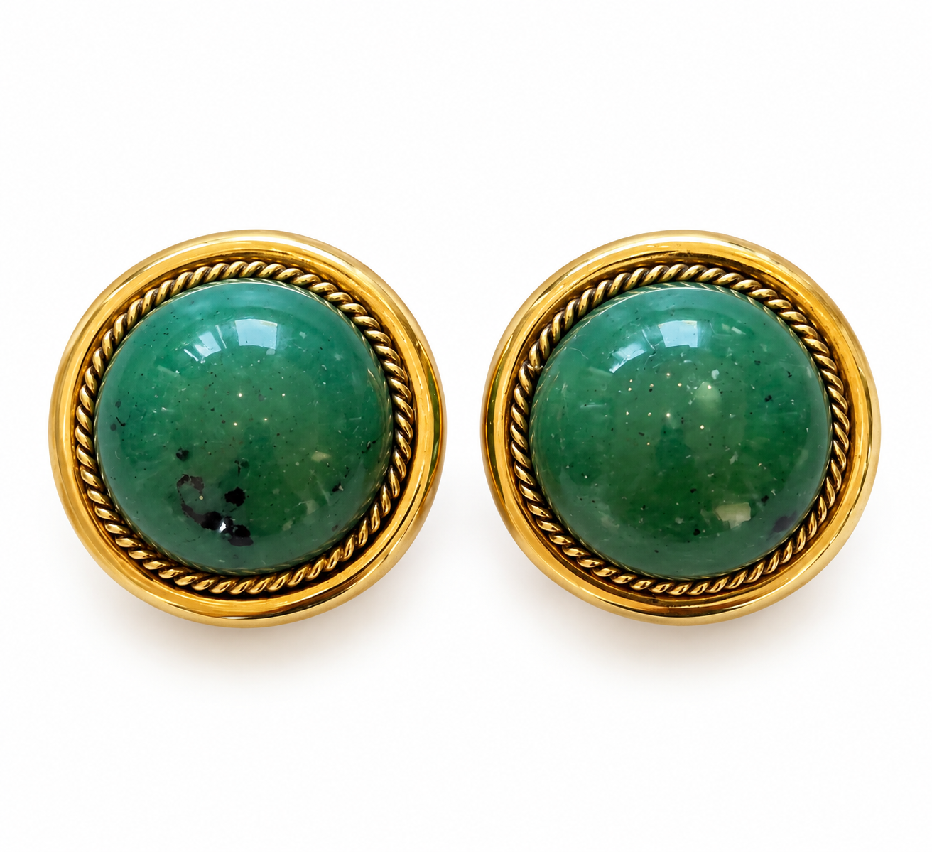 Vintage Round Green Clip-On Earrings