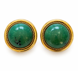 Vintage Round Green Clip-On Earrings