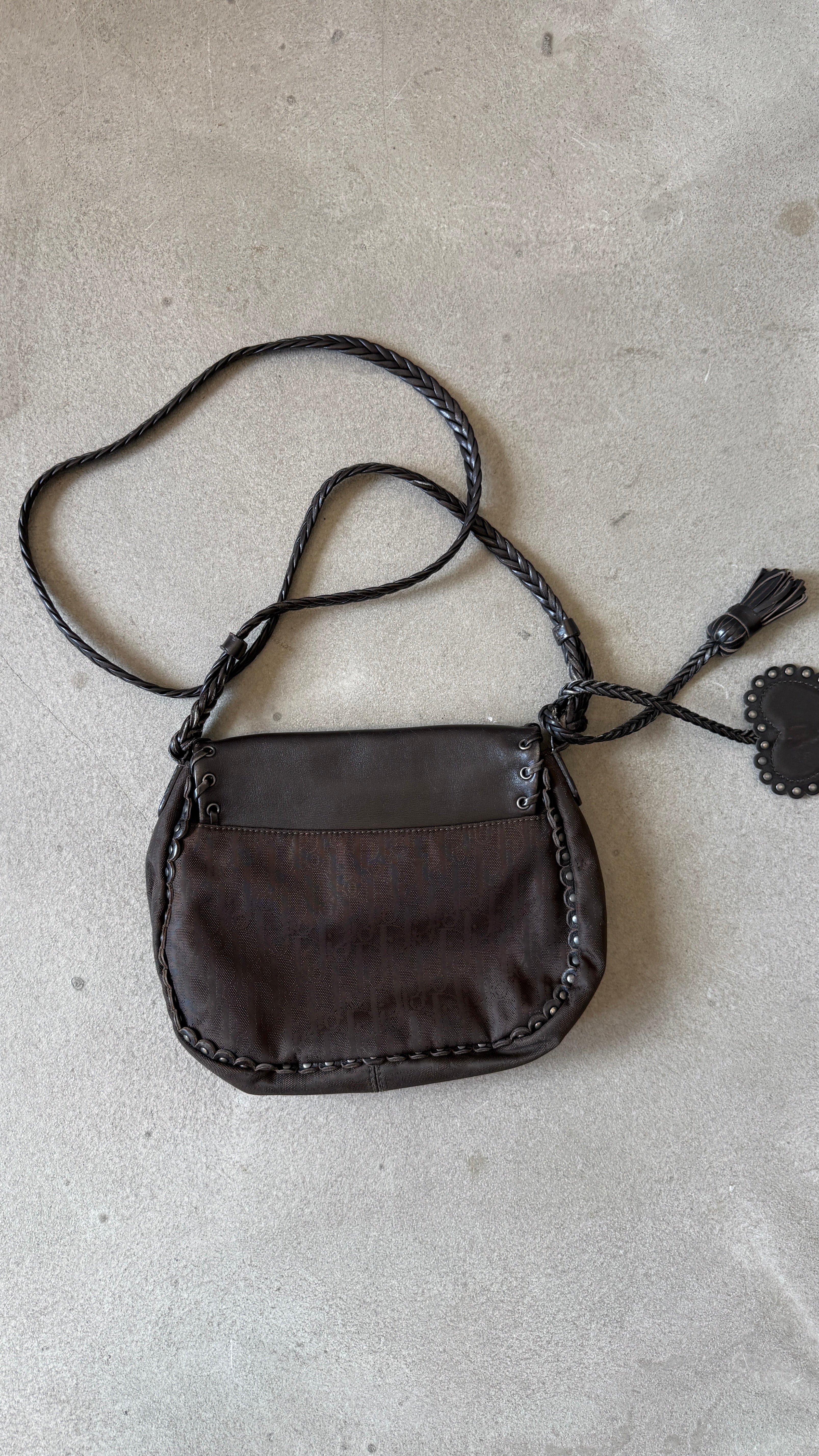 Brown Leather Bag with Dior Heart