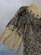 Brown & Gold Midi Dress