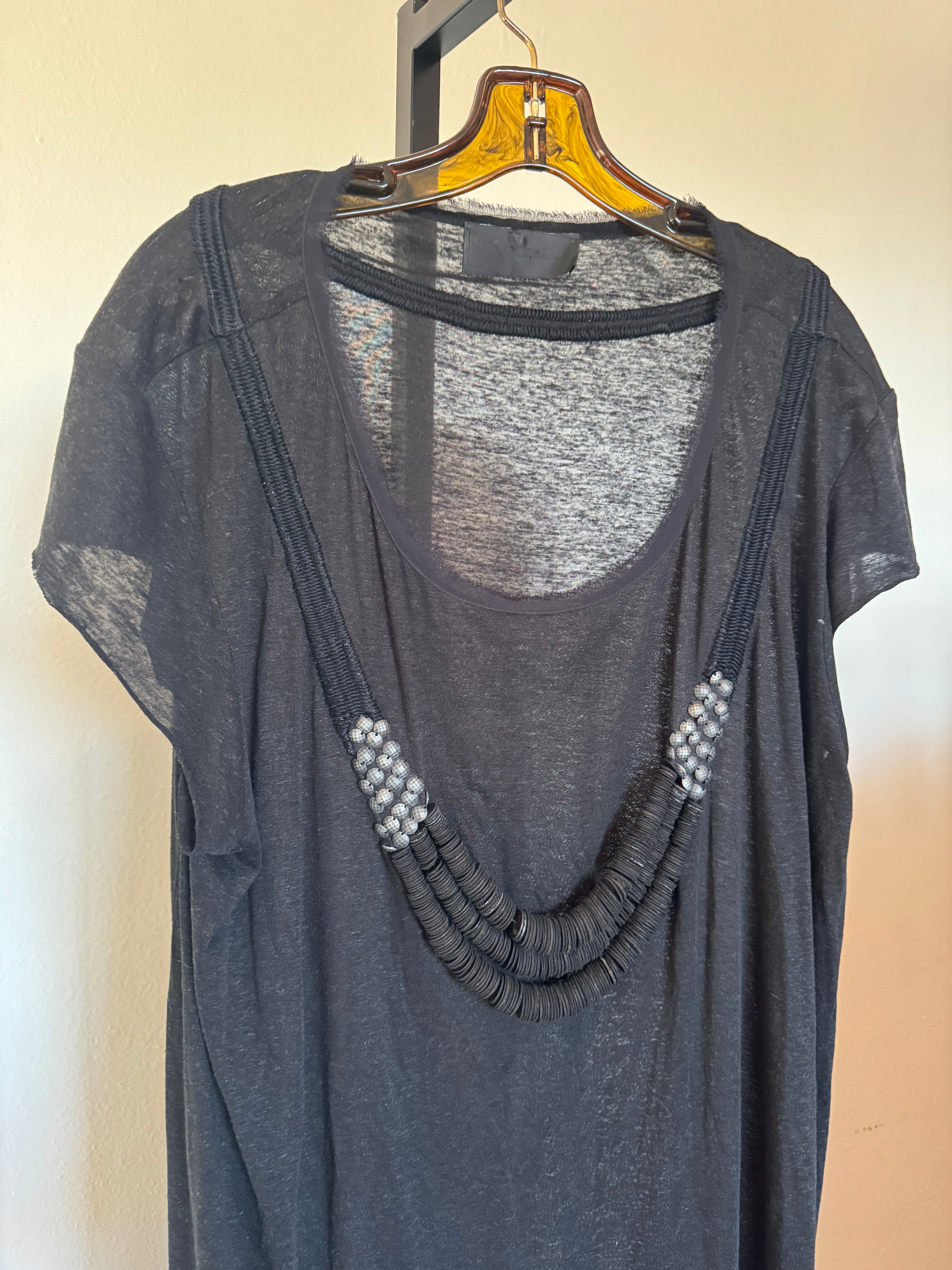 Black Tee with Beading