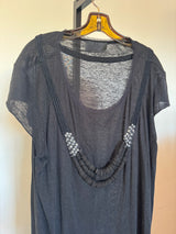 Black Tee with Beading