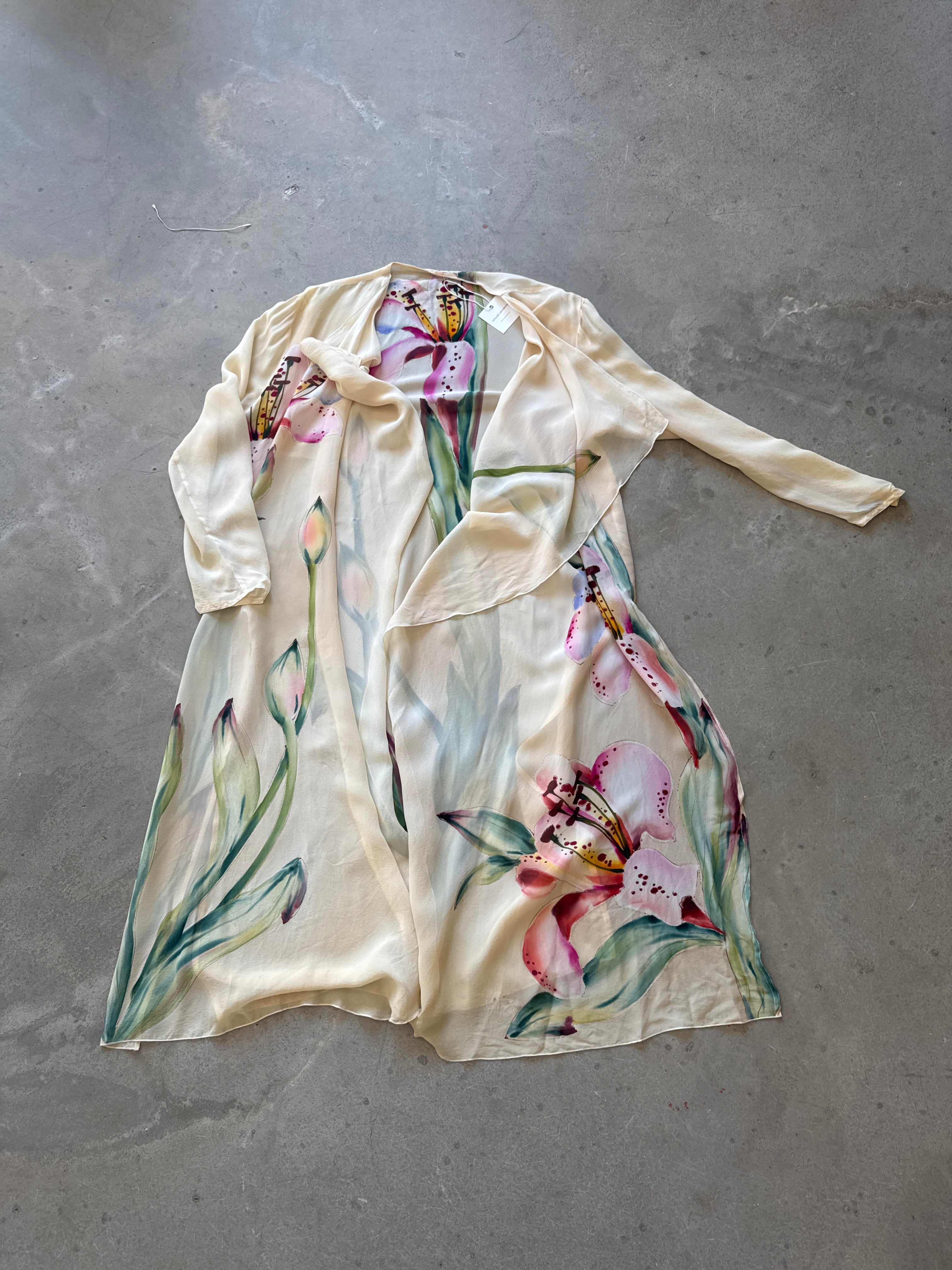 Silk Duster with water color flowers